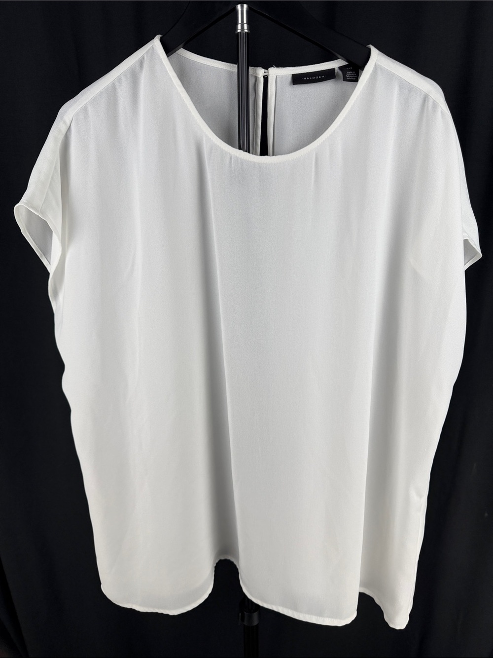 Halogen White Short-Sleeve Round-Neck Blouse